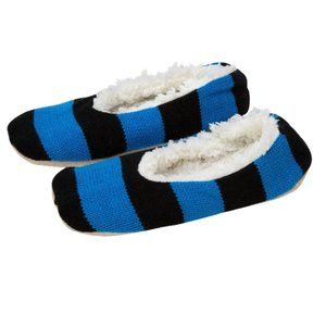 No-slip slippers Fleece-lined Stripe-knit Sz S (5-6)